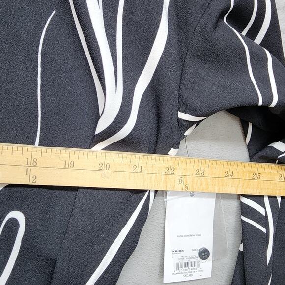 NWT Nine West Dress Women Large Black White Long Sleeve Ruffle Hem Office Church - Picture 13 of 15